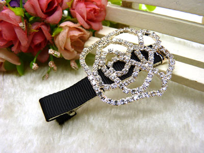 韩版水钻发夹蝴蝶结鸭嘴夹抓夹刘海一字夹顶夹  合金保色