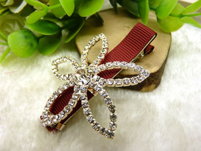 韩版水钻发夹蝴蝶结鸭嘴夹抓夹刘海一字夹顶夹边夹