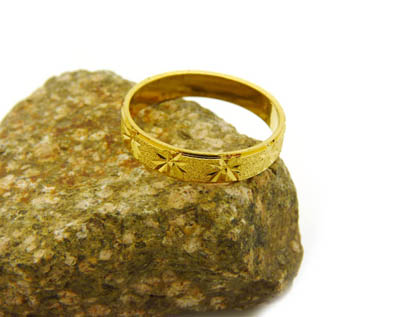 永久保色黄金戒指 情侣对戒 男士女款9金戒指 -潮流戒子黄金盒装7号	