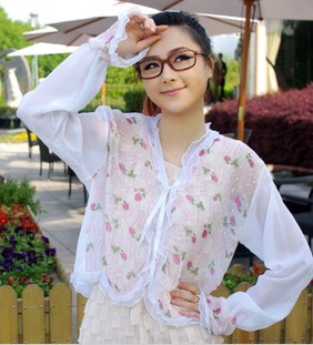 小清新防紫外线防晒衣雪纺蕾丝防晒衫空调衫披肩沙滩衫	