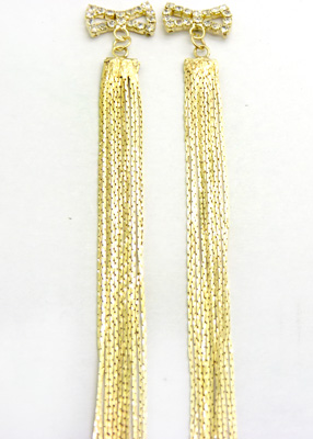 明星款金色长款流苏时尚耳环金属夜店高档耳钉 耳坠