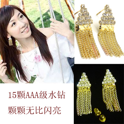 流苏时尚耳环气质夸张合金属夜店高档耳钉 耳坠