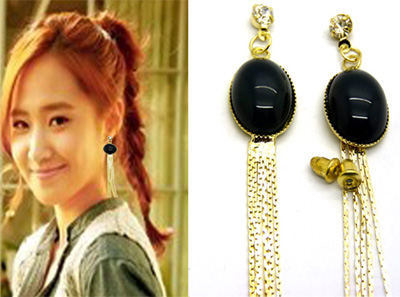 宝石长款流苏时尚耳环气质夸张合金属夜店高档耳钉 耳坠