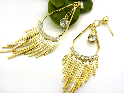 明星款长款流苏时尚耳环气质夸张合金属夜店高档耳钉 耳坠	