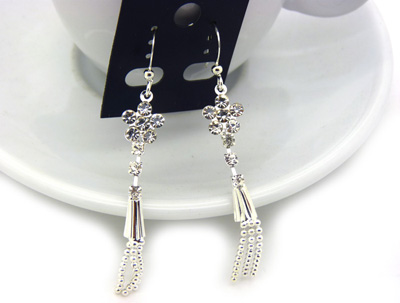 合金水晶蝴蝶结耳环耳坠耳饰 -钛钢锆石耳环	