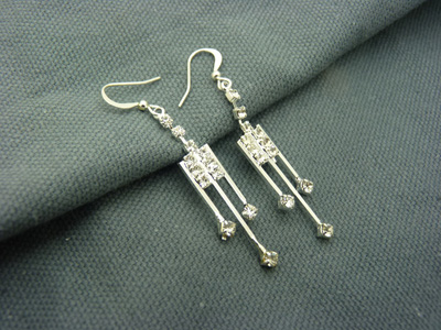 合金水晶蝴蝶结耳环耳坠耳饰 -钛钢锆石耳环	