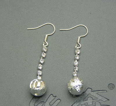 镀银耳环水钻靓女气质流苏耳坠女款耳饰防过敏 耳环长款女	