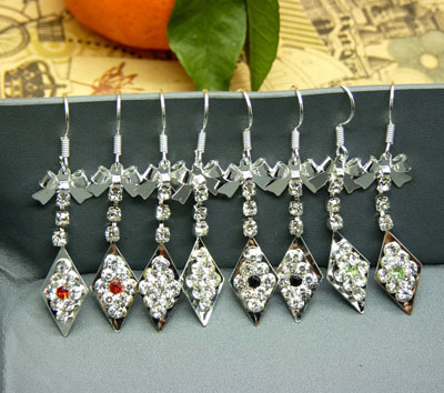 镀银耳环水钻靓女气质流苏耳坠女款耳饰防过敏 耳环长款女	