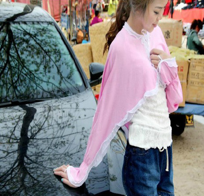 全网最低价 夏新款长袖超薄透气 防紫外线 骑车开车雪纺 遮阳 遮手 防晒披肩