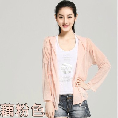 防晒佳品 长款连帽/带帽糖果色舒适长袖透气连帽长款防晒衣	