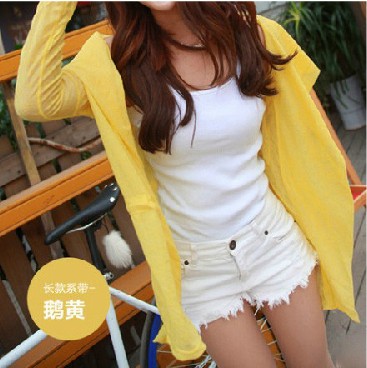 防晒佳品 长款连帽/带帽糖果色舒适长袖透气连帽长款防晒衣	