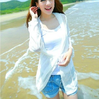 防晒佳品 长款连帽/带帽糖果色舒适长袖透气连帽长款防晒衣	