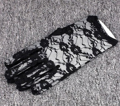 夏季女士开车薄款蕾丝手套/UV防紫外线短款防晒手套表演手套-19	