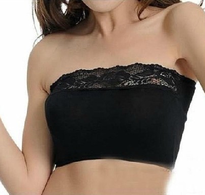 防走光 莫代尔蕾丝抹胸裹胸吊带打底抹胸-黑色	