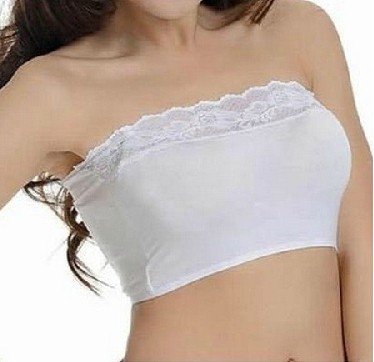 防走光 莫代尔蕾丝抹胸裹胸吊带打底抹胸-白色	