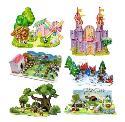 4板大号3D立体拼图 儿童DIY拼插模型 宝宝拼装纸质智力益智玩具	 推荐此商品