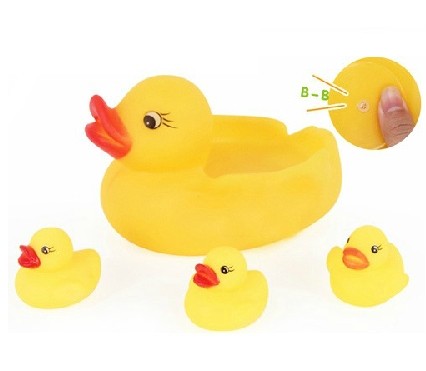 宝宝戏水儿童玩具 小黄鸭皮响皮叫 -1大3小戏水鸭子	