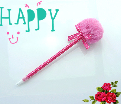 韩国创意SAKOX*公主笔*毛毛笔*毛绒笔*毛球为笔帽	