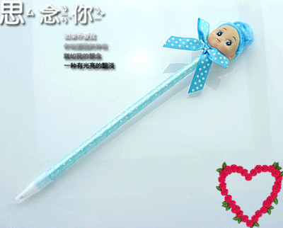 韩国创意畅销文具卡通可爱娃娃头笔	