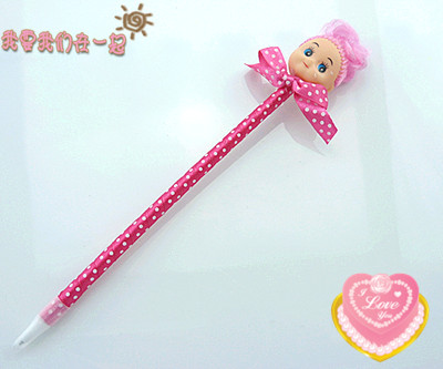 韩国创意畅销文具卡通可爱娃娃头笔	