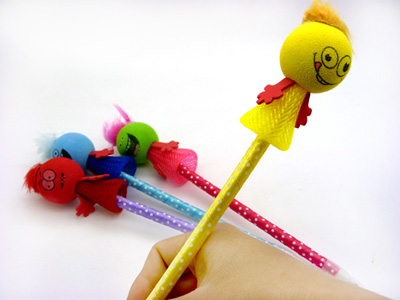 韩国创意卡通笔 可爱小美女圆珠笔 毛绒卡通笔