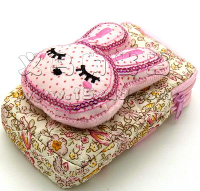 韩国可爱卡通兔头碎花手机包 零钱包 日用创意实用双拉手腕包	