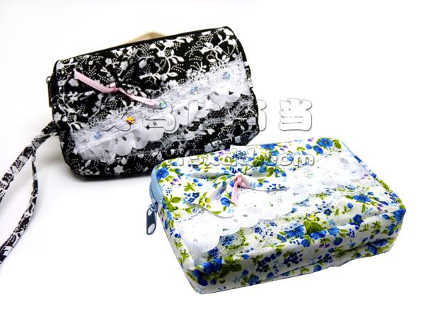 韩版女式包 时尚迷你手包手机包 零钱包钥匙包 钱包经典款可爱蕾丝布艺包包