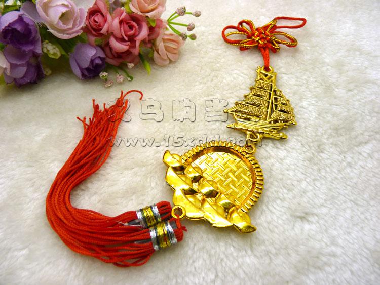 新款新年春节挂饰 中国结挂件 金色大号挂件一帆风顺镀金-3号	