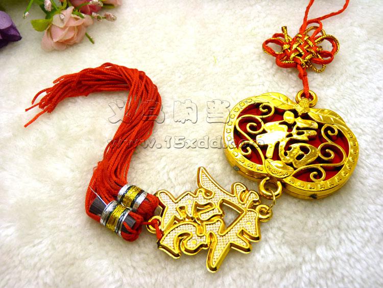 新款新年春节挂饰 笸箩元宝金色大号挂件羊年镀金-5号	