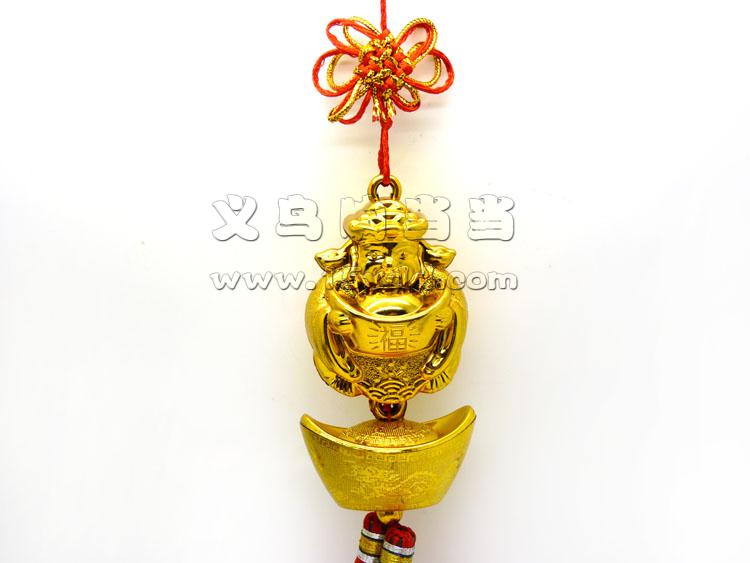 新款新年春节挂饰 笸箩元宝金色大号挂件羊年镀金-5号