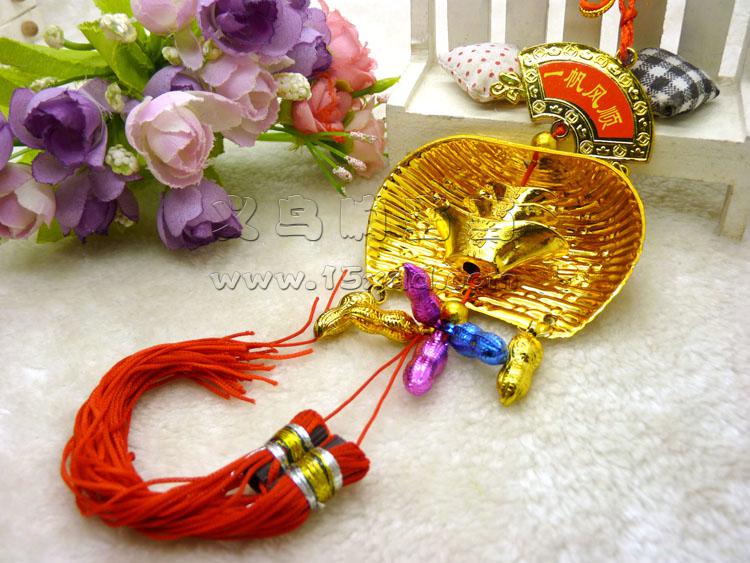 新款新年春节挂饰 笸箩元宝金色大号挂件羊年镀金-5号