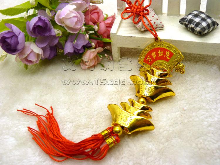 汽车挂饰 端午节扇形保平安汽车挂件 红色中国结端午节汽车挂饰-2号