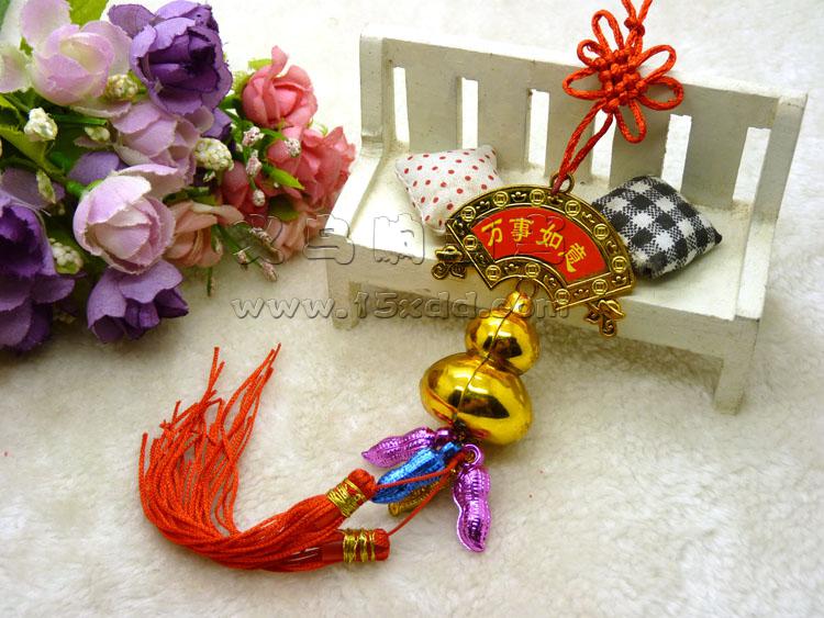 汽车挂饰 端午节扇形保平安汽车挂件 红色中国结端午节汽车挂饰-2号