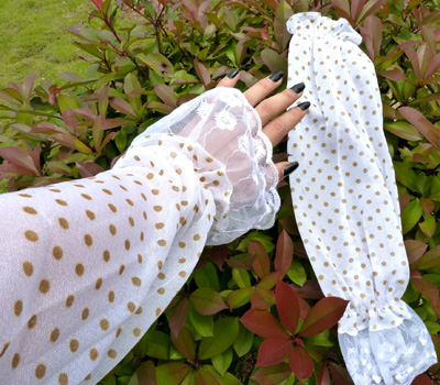 开车骑车长款遮阳袖套 防紫外线薄款蕾丝手套袖套-38