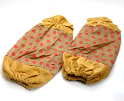 冬季毛绒拼接色圆点长款袖套 简约女士套袖 防污袖护袖 28-28