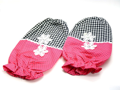 韩版袖套 镶钻绣花波点防污长款套袖 25-28