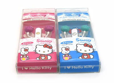 可爱hello Kitty耳机猫头 入耳式MP3 -卡通耳机通用耳机KT100 