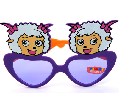 喜洋洋心形卡通眼镜小孩潮宝宝墨镜糖果色