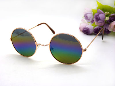 男女炫彩墨镜圆框反光蛤蟆镜防紫外线强光开车眼镜-9219-35号