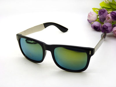 太阳镜反光墨镜偏光眼镜男女士通用圆脸黑框复古-316	