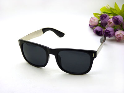 太阳镜反光墨镜偏光眼镜男女士通用圆脸黑框复古-316