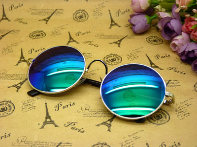 男女太子镜圆形眼镜酷韩版墨镜男炫彩反光太阳眼镜-538号