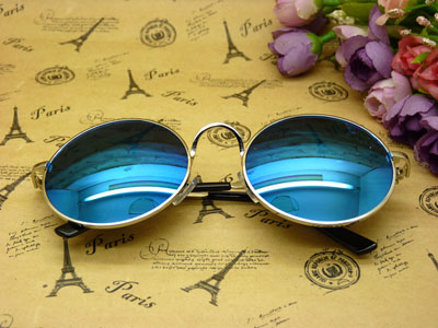 男女太子镜圆形眼镜酷韩版墨镜男炫彩反光太阳眼镜-538号	