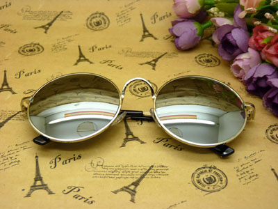 男女太子镜圆形眼镜酷韩版墨镜男炫彩反光太阳眼镜-538号