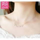 藏银合金日韩潮流 吊坠项链女 合金镶钻锁骨链送情侣礼物（赠礼盒）	