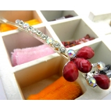 五彩水滴发饰 合金珍珠 一字边夹