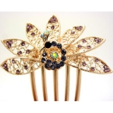 ★★特价★★★孔雀开屏水晶5齿插梳盘发工具发梳插卡水晶水钻发梳韩版