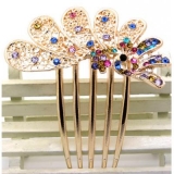 ★★★特价★★★孔雀开屏水晶5齿插梳盘发工具发梳插卡水晶水钻发梳韩版