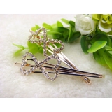 幸运四叶花朵边夹 进口水钻一字夹刘留海夹发饰BB夹发夹	