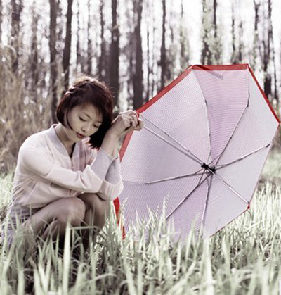 海军风条纹自开自收晴雨两...